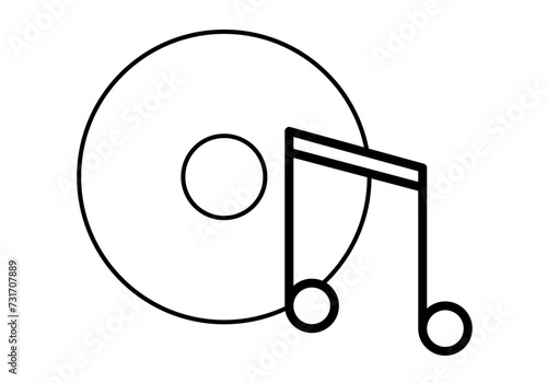 Icono negro de cd musical con nota de música.