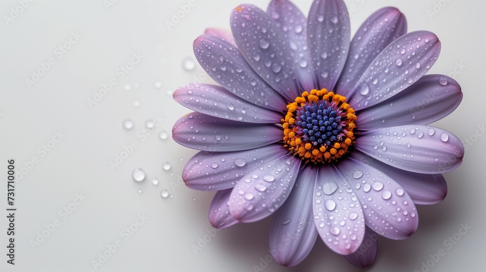 the flower with the water droplets on it is pink and blue the flower with the water droplets on it is pink and blue