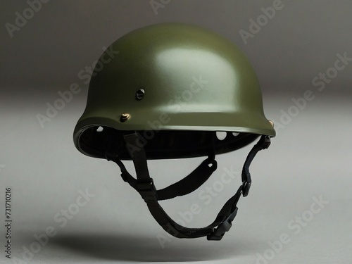 Steel-made military helmet concept, bulletproof, high quality safety, wartime, heavy weight, ultra durable photo