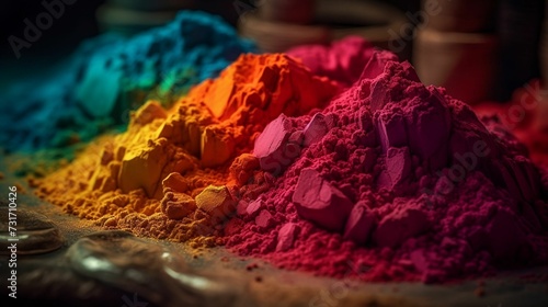 AI generated illustration of a vivid and vibrant colored powder
