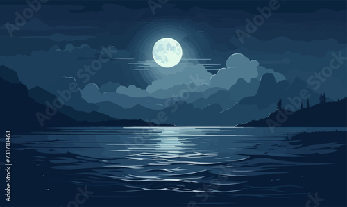 full moon field vector flat minimalistic isolated illustration