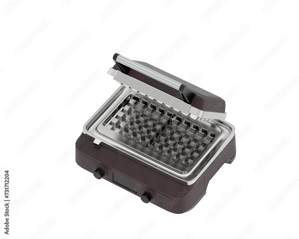 Waffle maker isolated on background. 3d rendering - illustration Waffle maker isolated on background. 3d rendering - illustration
