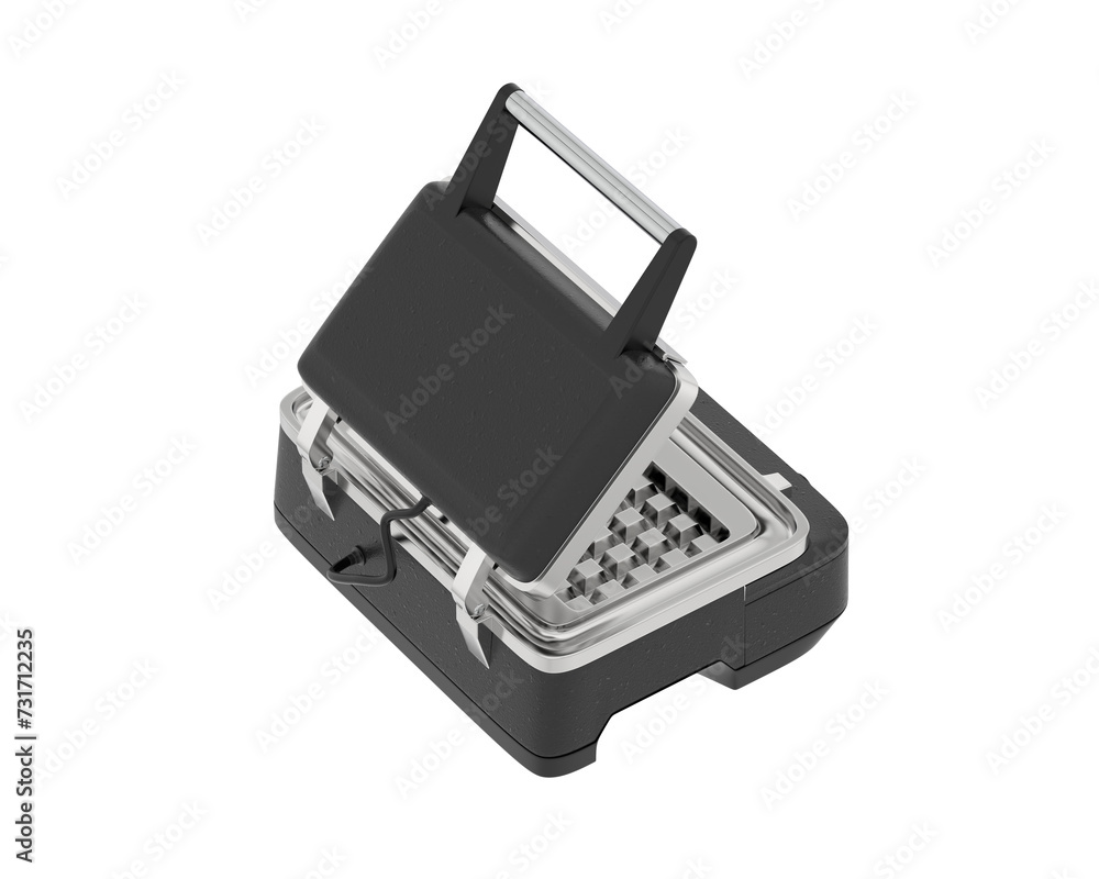 Waffle maker isolated on background. 3d rendering - illustration Waffle maker isolated on background. 3d rendering - illustration