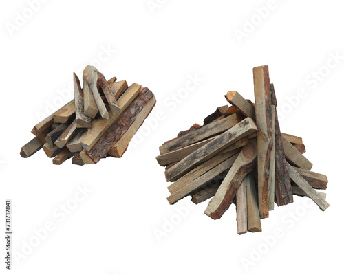 Wood for fire isolated on background. 3d rendering - illustration
