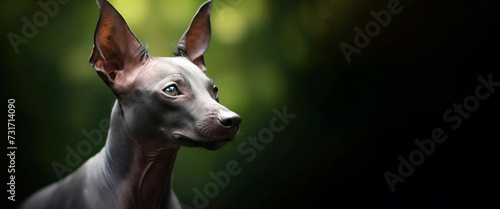 Mexican Hairless Dog Xoloitzcuintli purebred beautiful breed of dog  background nature