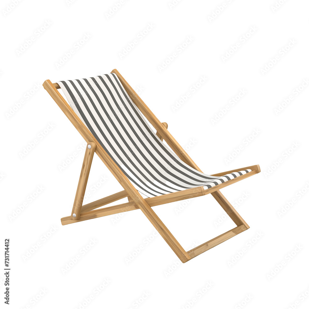 3d Beach chair isolated on transparent background