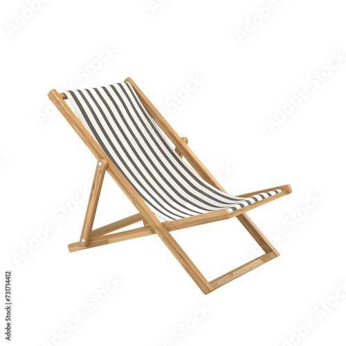 3d Beach chair isolated on transparent background photo
