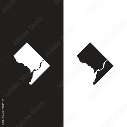 District of Columbia map isolated on transparent background. Black map for your design. Vector illustration, easy to edit.