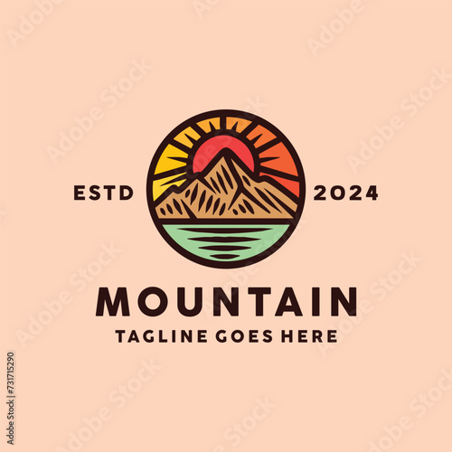 Mountain Colorful Vector Logo Vintage Design illustration
