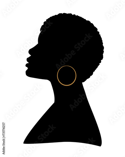 Silhouette of African American woman. Vector illustration isolated on white