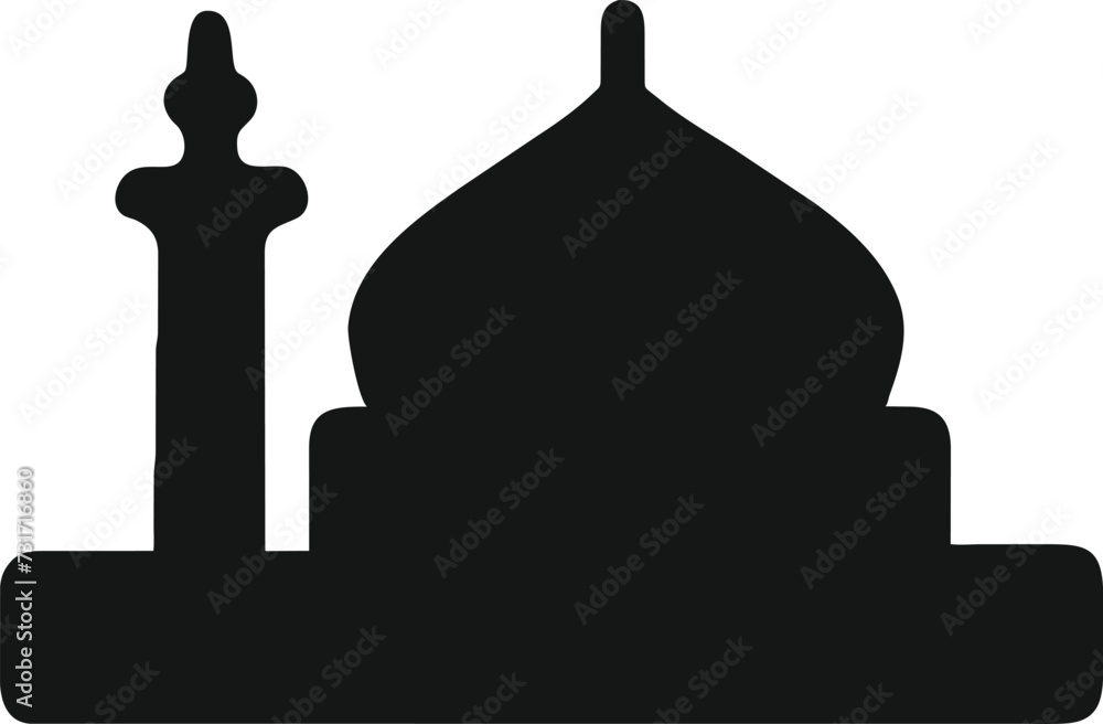 simple mosque dome silhouette. design element for greeting cards, posters, banners, brochures, social media. Islamic holiday celebration design. ai generative design