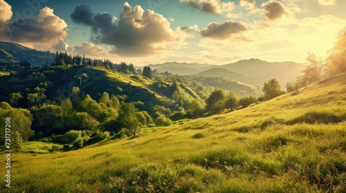 Fototapeta Naklejka Na Ścianę i Meble -  landscape with mountains ai generative 