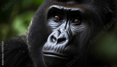A portrait photograph of a mountain gorilla