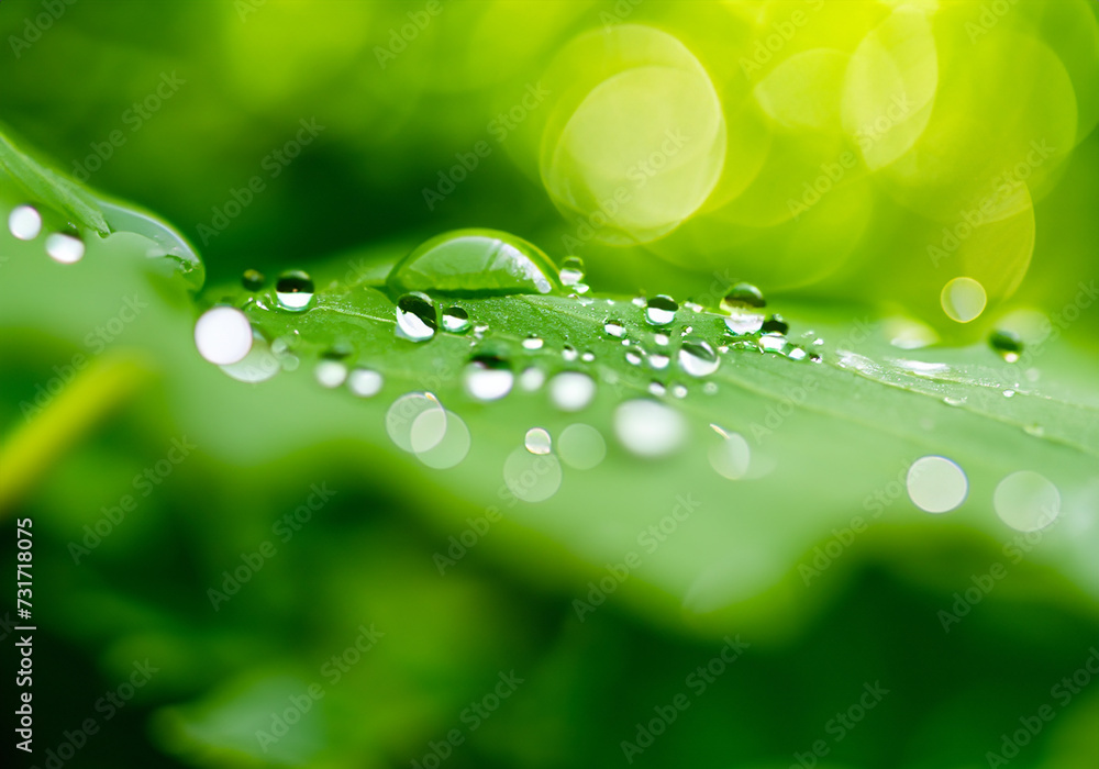  rain water on a green leaf