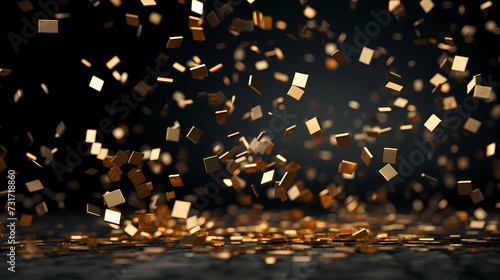 Aerial golden confetti celebration  confetti background
