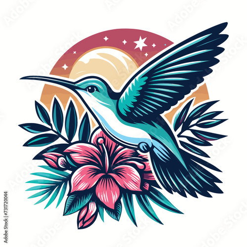 Vector hummingbird logo mascot illustration design, Generative Ai