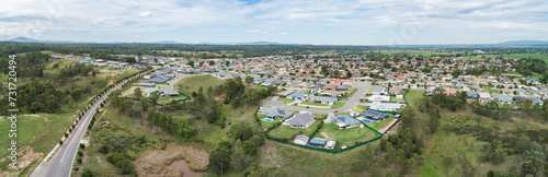 Town houses and streets in new section of town photo