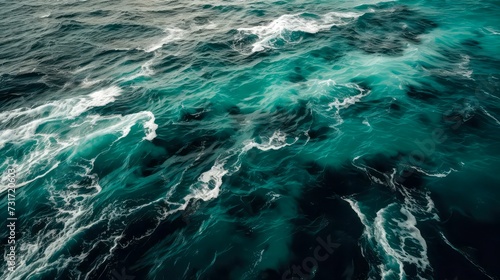 AI generated illustration of beautiful splashing green sea waves