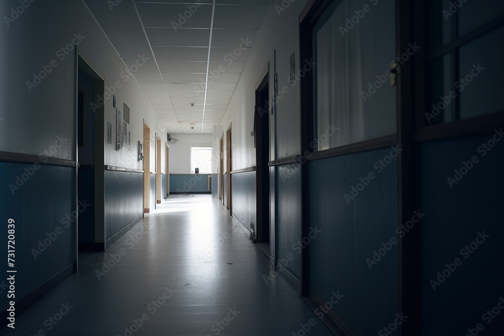 an empty school hallway creating a depressing mood