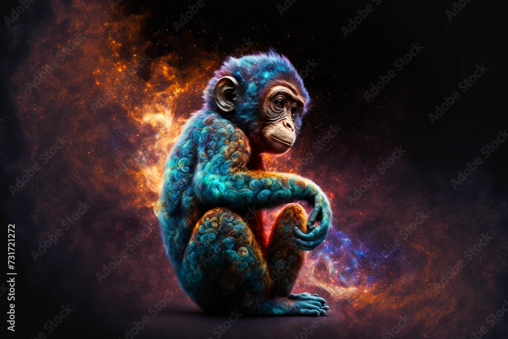 AI generated illustration of a monkey as a spiritual animal