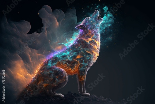 AI generated illustration of a majestic gray wolf, a spiritual animal © Wirestock