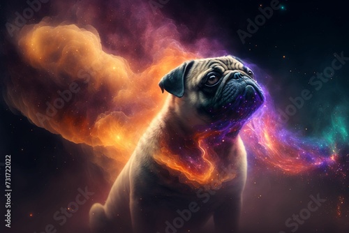 AI generated illustration of an image of a pug, a spiritual animal