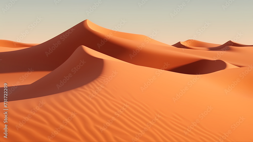 Sand dunes in desert landscape, 3d rendering of beautiful desert Sand dunes in desert landscape, 3d rendering of beautiful desert