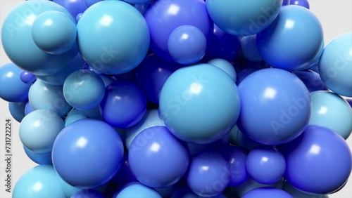 Wallpaper Mural Gleaming 3D animation of clustered blue spheres varying in size, exuding a cool, smooth, and glossy texture. Torontodigital.ca