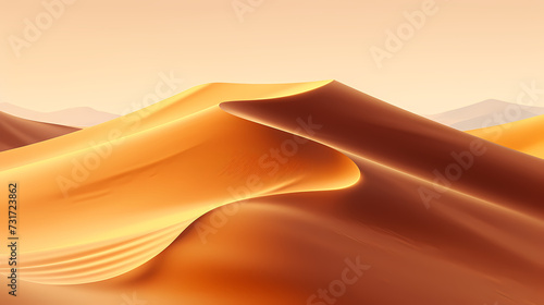 Sand dunes in desert landscape, 3d rendering of beautiful desert