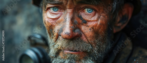Poverty and Resilience: Wrinkled Senior Indian Beggar with a Sad Expression, Outdoors in India