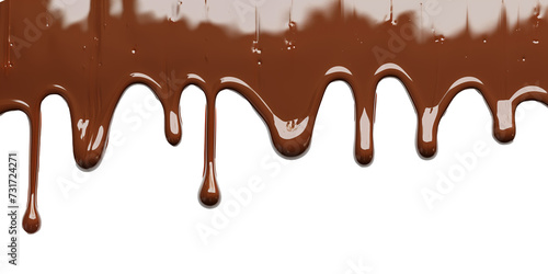 Melted brown chocolate dripping on transparent background, with clipping path 3D illustration.