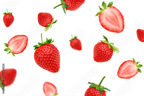 Strawberry berry levitating on a transparent background
