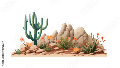 desert vegetation set isolated vector style with transparent background illustration