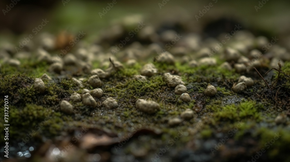 AI generated illustration of a beautiful bright green lush mossy forest floor AI generated illustration of a beautiful bright green lush mossy forest floor