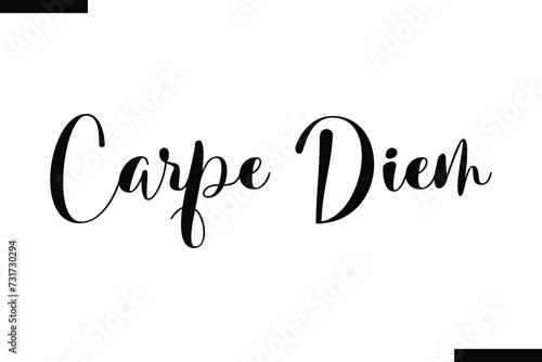  Carpe Diem Life Quote About traveling. Cursive Lettering Typography Text