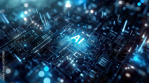 AI Technology Circuit Board background. AI Tech Concept Illustration.