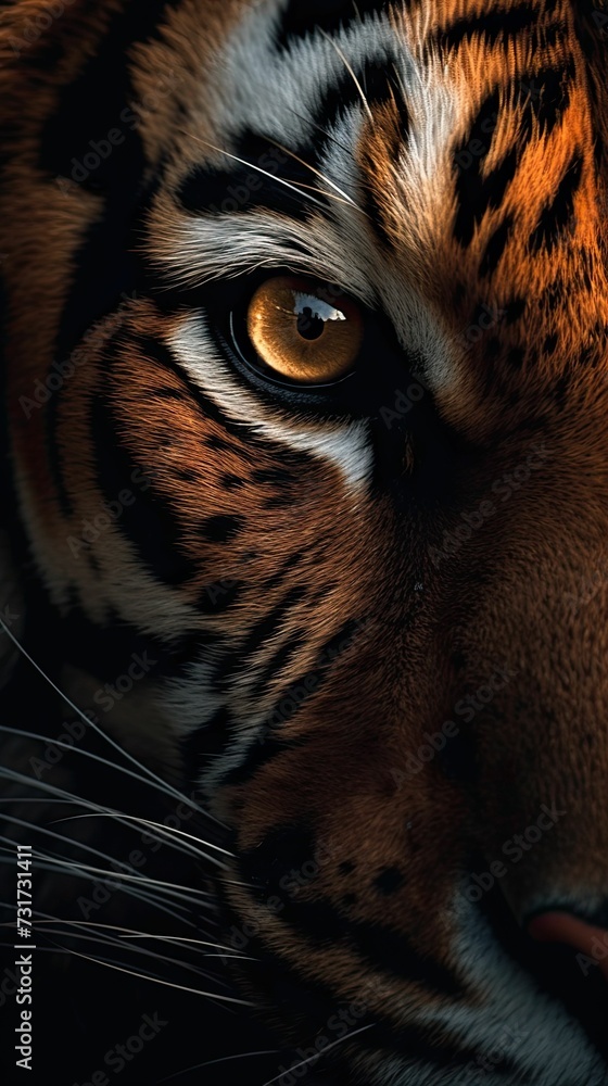 AI generated illustration of the eye of a tiger