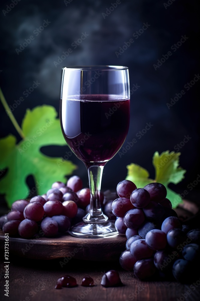 AI generated illustration of a glass of freshly squeezed grape juice