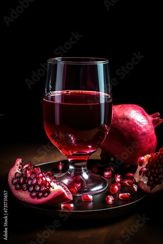 AI generated illustration of freshly squeezed pomegranate juice