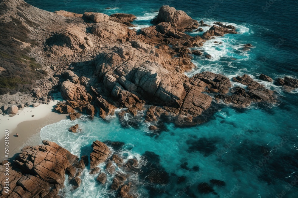 AI generated illustration of the shoreline of the blue ocean - aerial AI generated illustration of the shoreline of the blue ocean - aerial