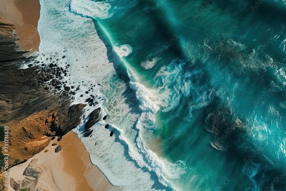 AI generated illustration of the shoreline of the blue ocean - aerial AI generated illustration of the shoreline of the blue ocean - aerial