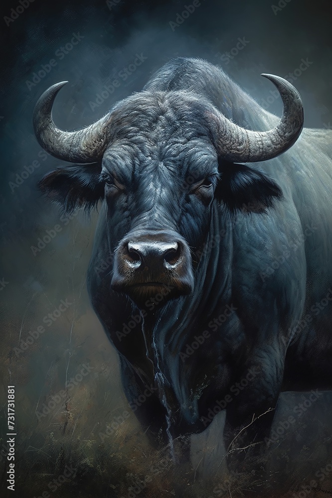 Naklejka premium AI generated illustration of a bull - depicting the powerful and regal presence of the animal