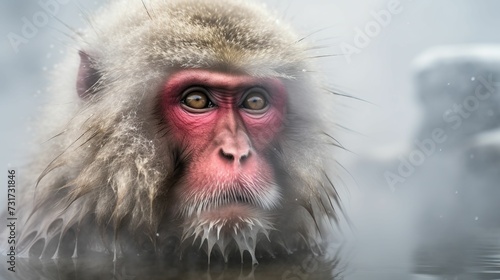 AI generated illustration of a monkey submerging in a body of water