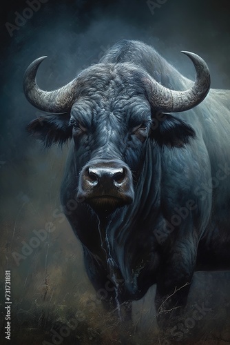 AI generated illustration of a bull - depicting the powerful and regal presence of the animal