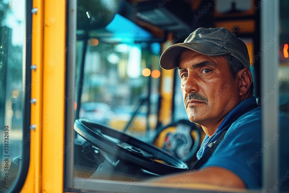 Handsome school bus driver Handsome school bus driver
