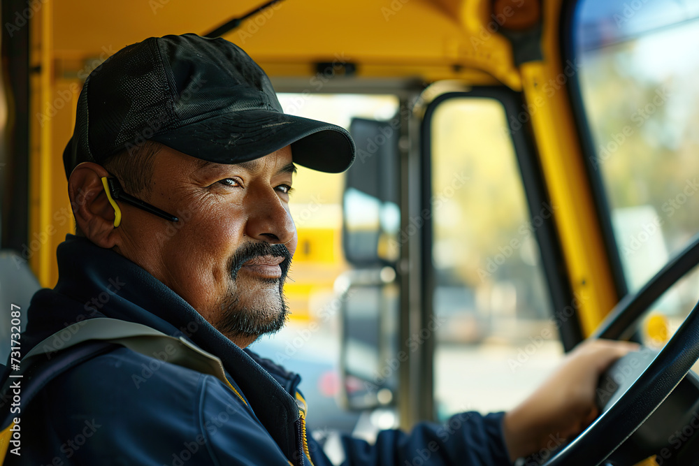 Handsome school bus driver Handsome school bus driver