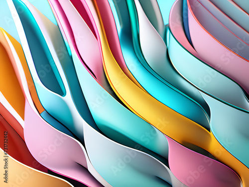 Abstract colorful paper wave background with dynamic shapes photo