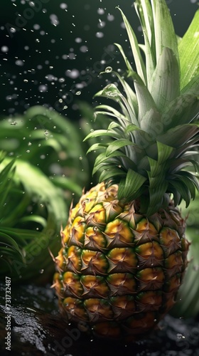 AI generated illustration of a ripe fresh pineapple - exotic summer concept