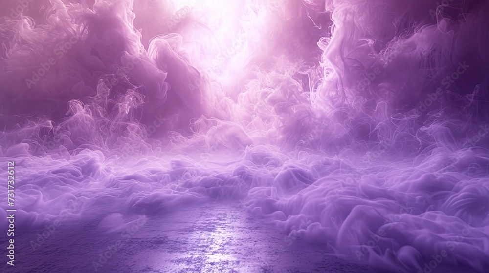 A beautiful abstract modern light lilac backdrop for a product presentation with a smooth floor and trailing smoke 