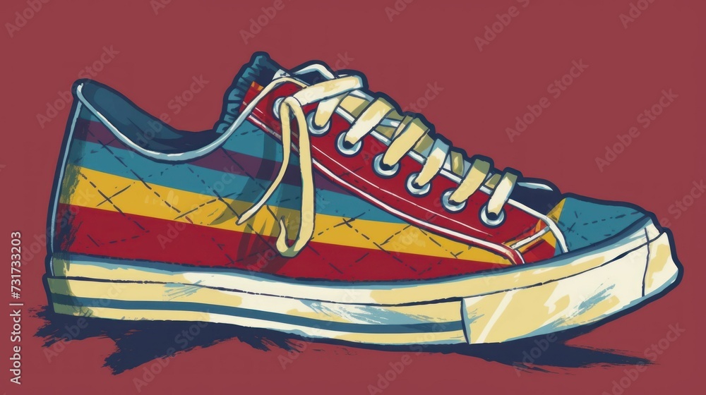 sneakers, with colorful flag patterns